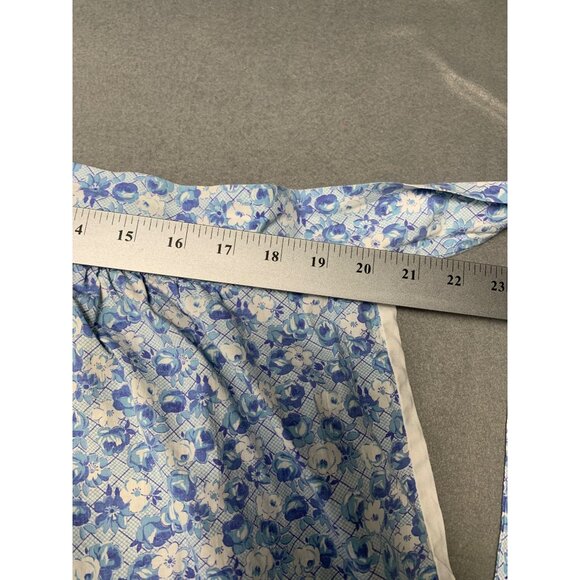 Handmade Blue Floral Half Apron with Pocket & Ric Rac Trim Vintage Style - Picture 7 of 7